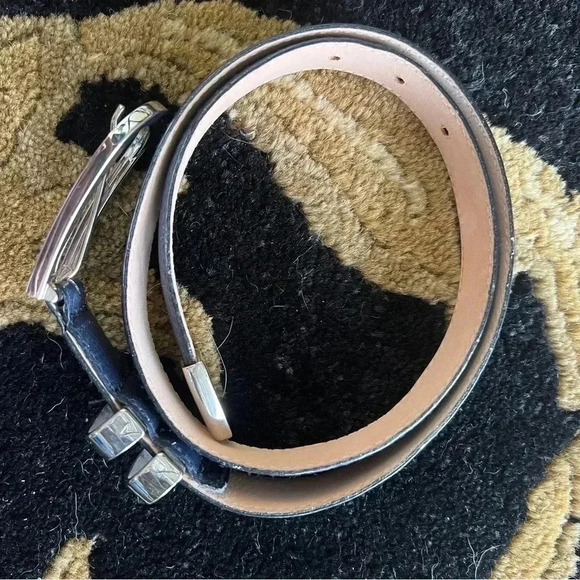 ESCADA Women’s Vintage Navy Blue Silver Buckle Belt Size 2 - Picture 12 of 16